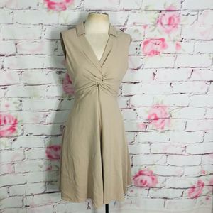 Karen millen NWT sleeveless collared tan dress